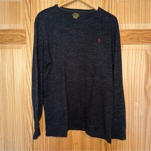 Polo by Ralph Lauren Men's Heather Gray Long Sleeve Shirt X-Large Red Polo Pony